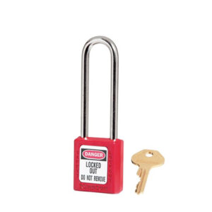 Padlock Key Retaining 7.6cm Long Shackle Red    