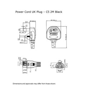 Power Cord UK Plug – C5 2M Black