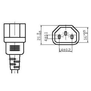 IEC C14 Plug to Bare Ends Power Lead, 1m Black