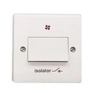 1 Gang 6A 3 Pole Fan Isolator Switch with Fan Symbol, White