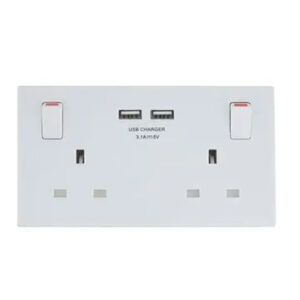 13A Switched Double Socket with USB Charging Ports