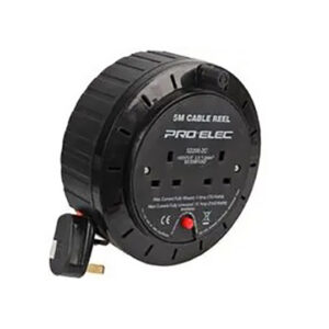 Cassette Cable Reel 2 Socket 10A Black 5m