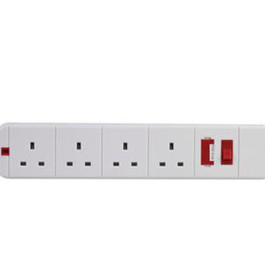 4 Gang Trailing Socket Switched with Neon & 13A Fuse